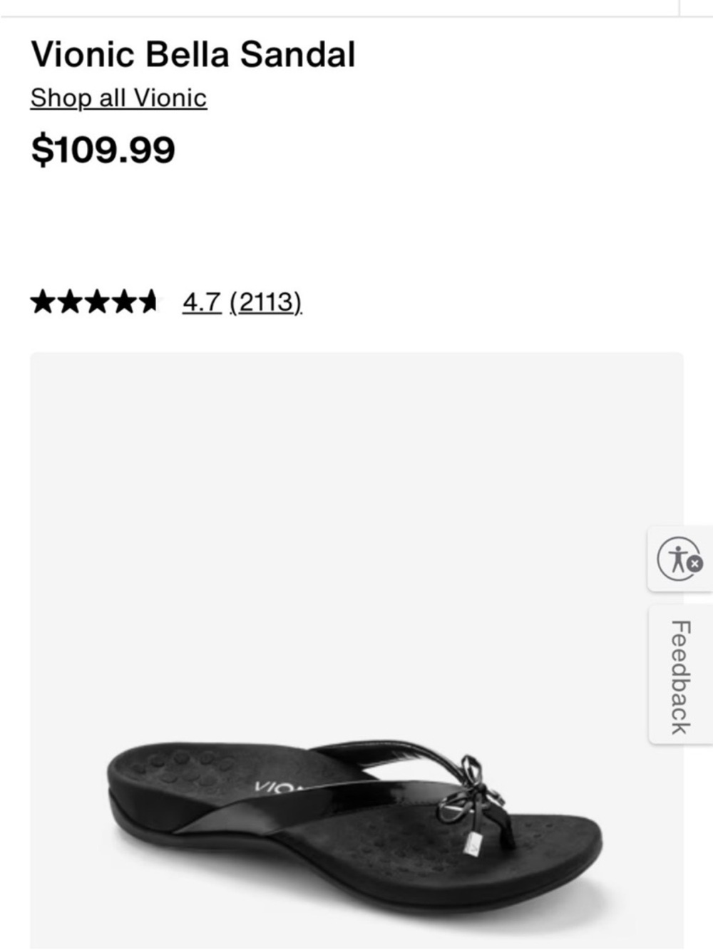 EUC Vionic Bella Sandals Black Size 7 Retail $110.00 - Picture 5 of 6